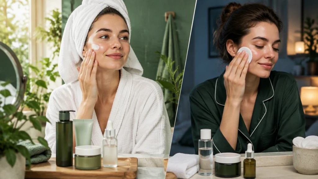 Cách xây dựng quy trình chăm sóc da buổi sáng và buổi tối đơn giản cho làn da khỏe mạnh, cân bằng